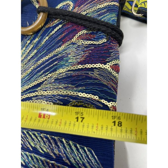 Women’s Shoulder Bag Peacock Floral Boho Ethnic Style Handbag Tote Embroidered - Picture 6 of 7